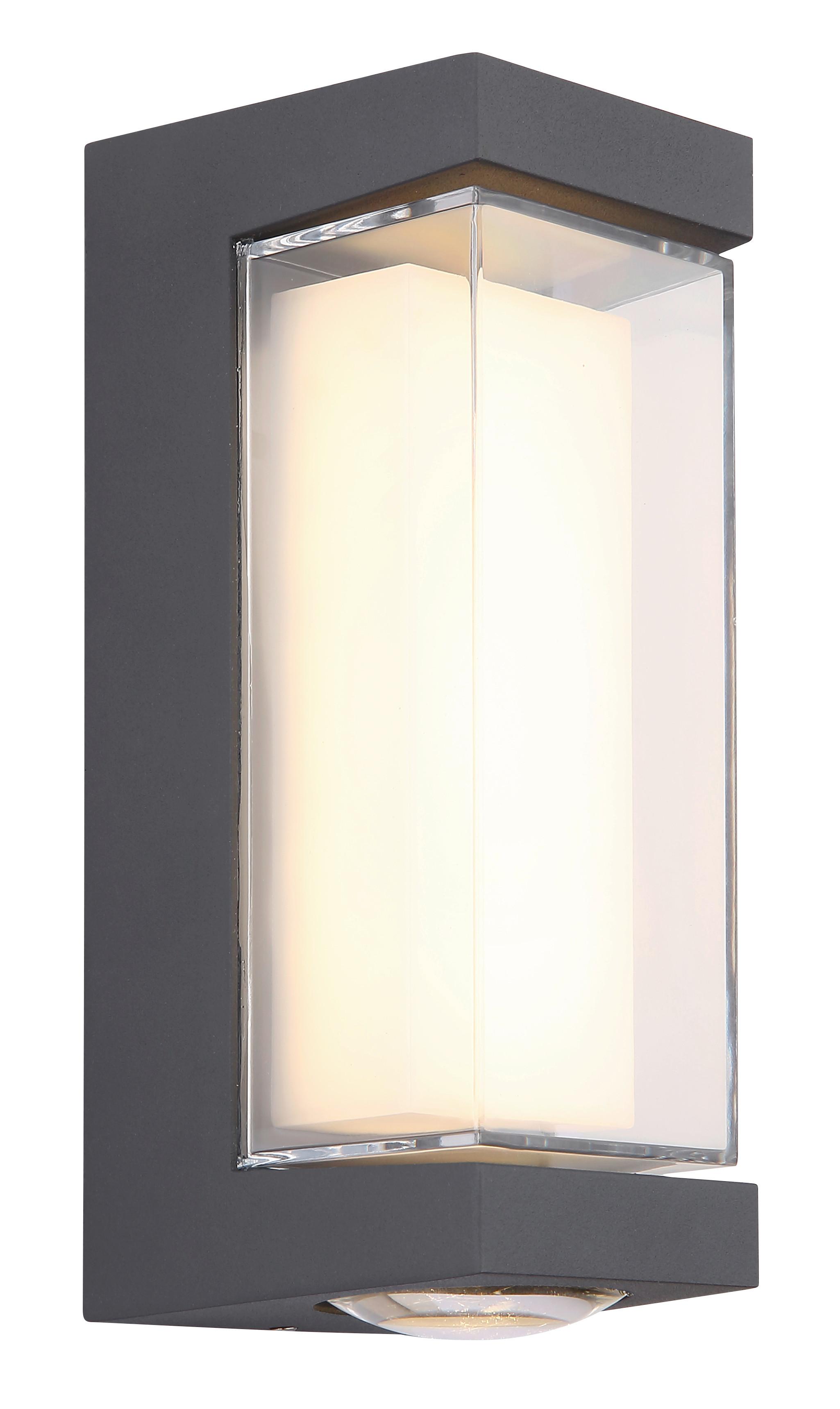 VENKOVNÍ NÁSTĚNNÉ SVÍTIDLO PLIXON - průhledné/opál, Design, kov/plast (18,7/7,5/8,2cm) - Globo