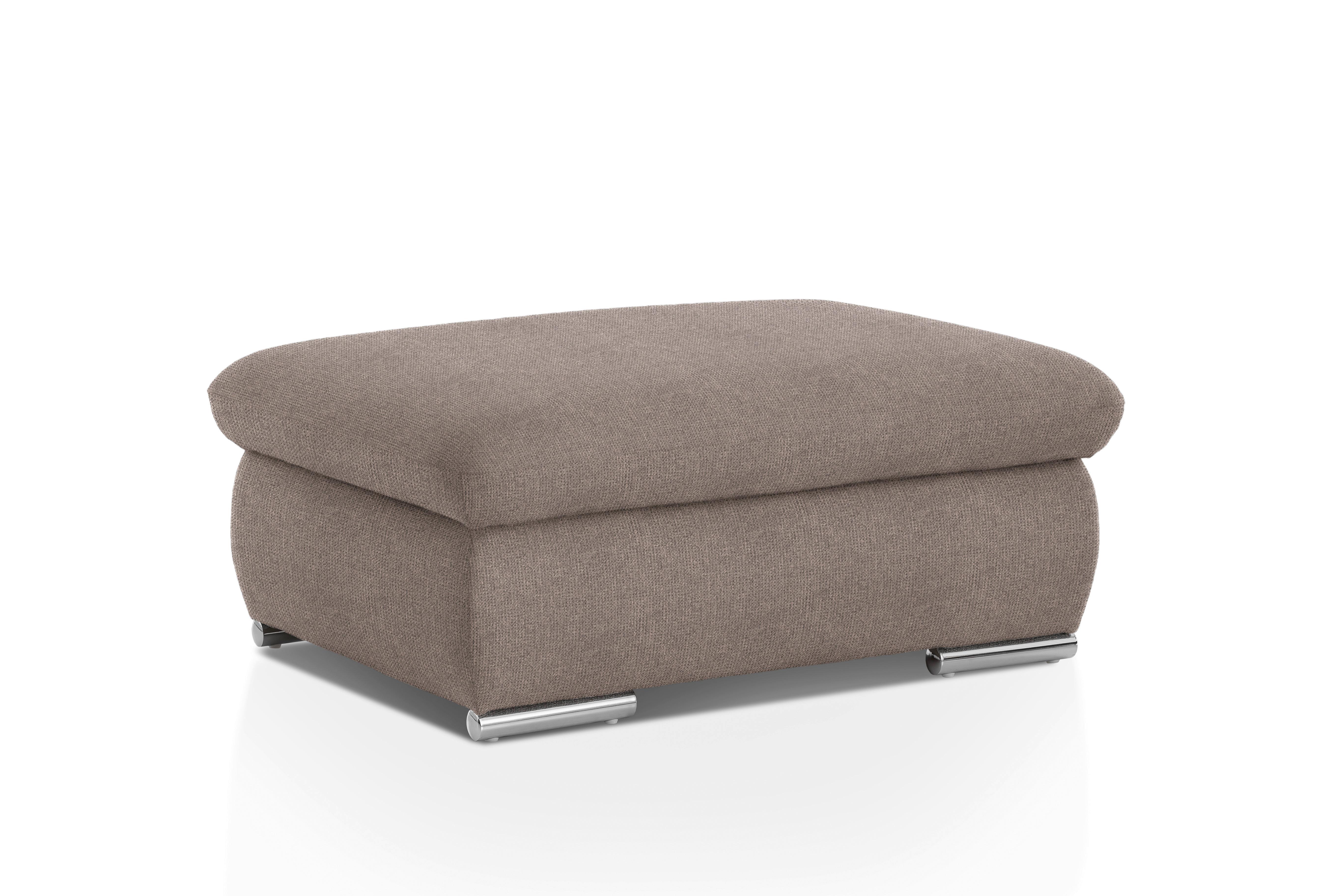 Polsterhocker Isona Taupe Chenille - Taupe/Chromfarben, Design, Textil (101/45/74cm) - Livetastic