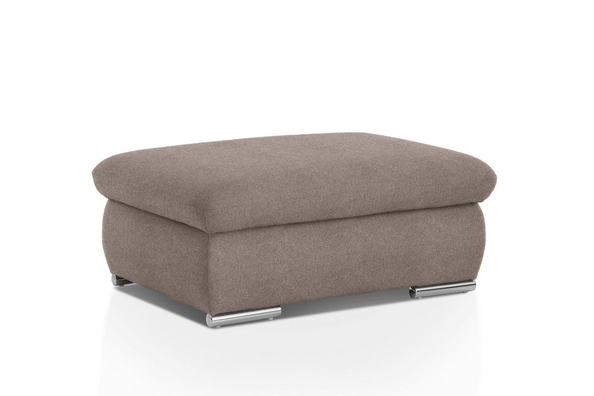 Polsterhocker Isona Taupe Chenille - Taupe/Chromfarben, Design, Textil (101/45/74cm) - Livetastic