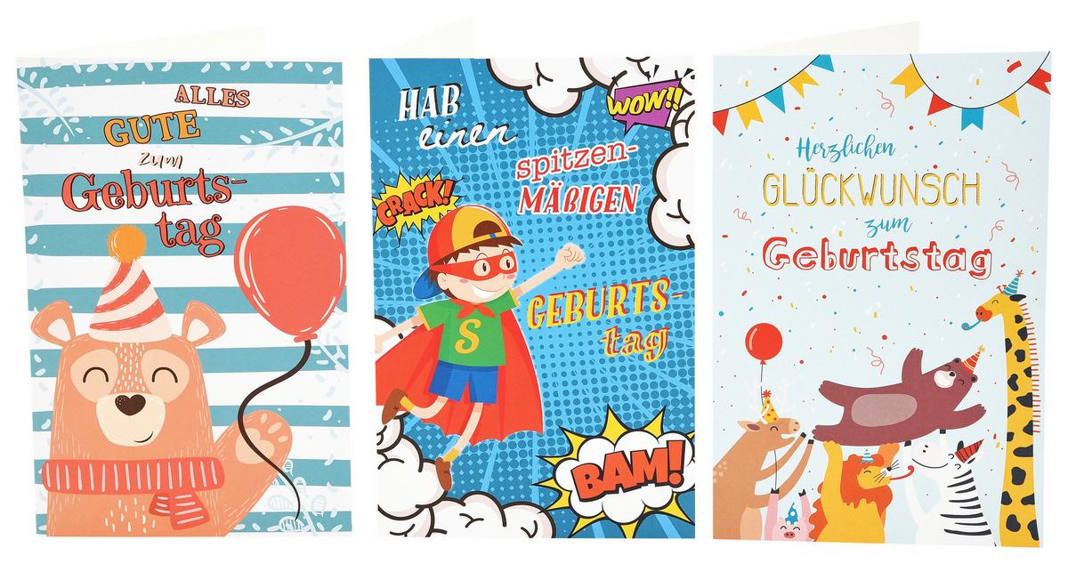 Geburtstagskarte Für Kinder 8 Motive 11,5x17,5 Cm - MODERN, Papier (17,5/11,5/17,5cm)