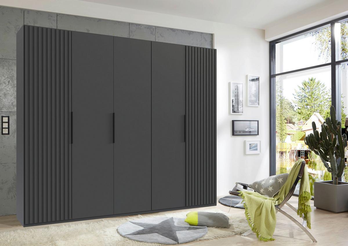 Drehtürenschrank Andorra Graphitfarben B: 250 Cm - Graphitfarben, MODERN, Holzwerkstoff (250/216/58cm) - MID.YOU