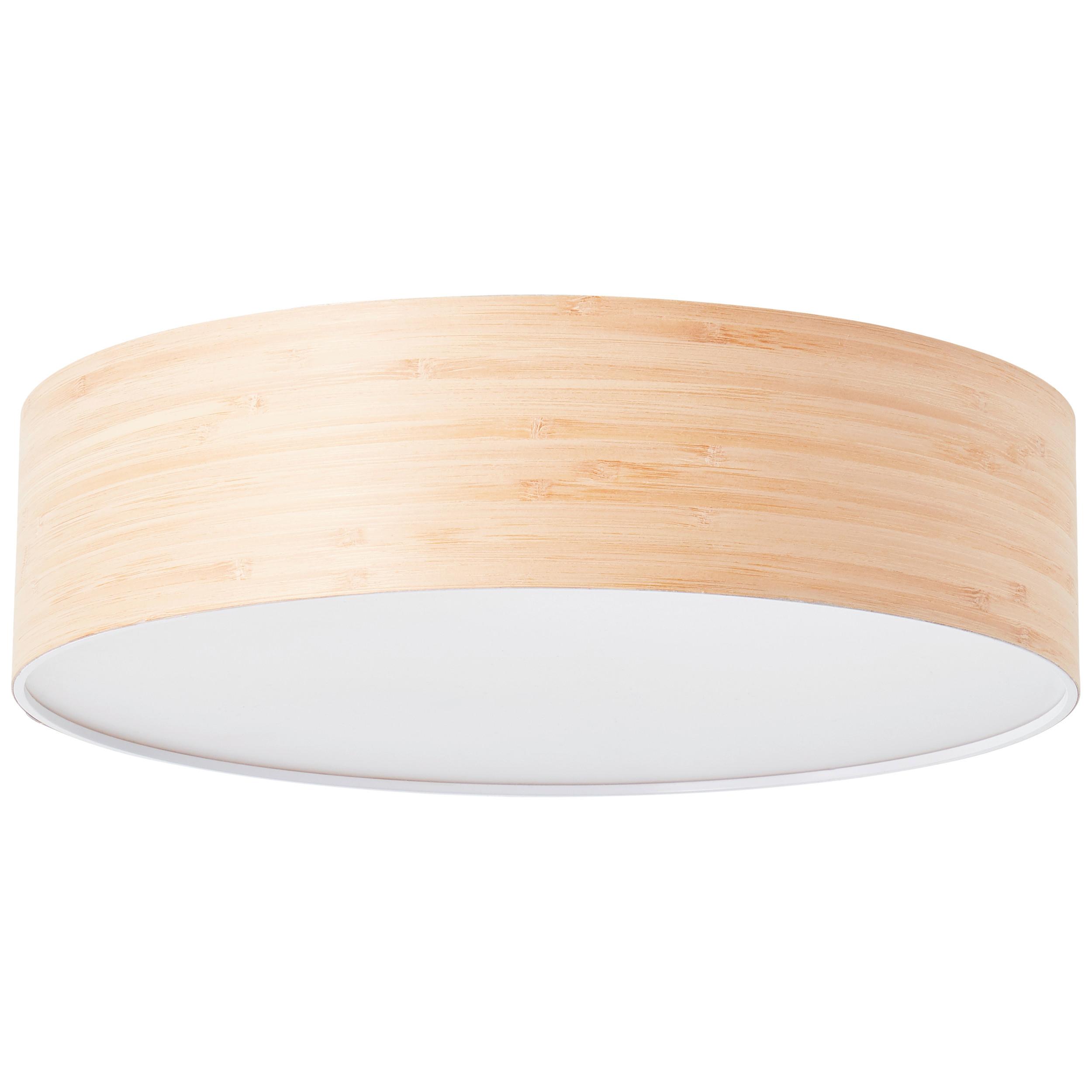 Deckenleuchte Romm Ø 38 cm 2-Flammig Rund mit Bambus Holz - Hellbraun/Weiß, Basics, Holz/Metall (38/10cm) - Brilliant