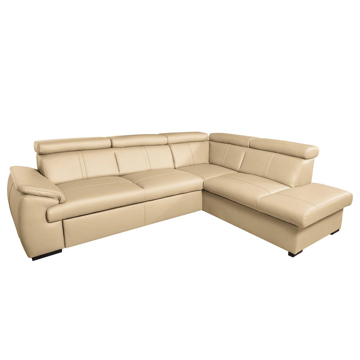 Ecksofa City Beige B: 265x211 Cm - Wengefarben/Beige, Design, Leder (265/211cm) - Livetastic