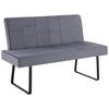 Sitzbank Tilos mit Lehne Samt Dunkelgrau, B: 140 cm - Dunkelgrau/Schwarz, KONVENTIONELL, Textil/Metall (140/88/62cm) - MID.YOU