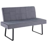Sitzbank Tilos mit Lehne Samt Dunkelgrau, B: 140 cm - Dunkelgrau/Schwarz, KONVENTIONELL, Textil/Metall (140/88/62cm) - MID.YOU