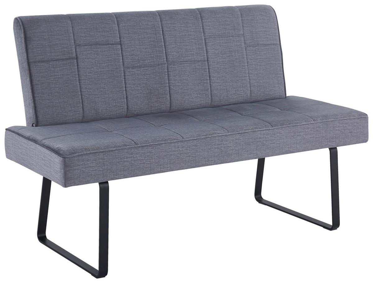 Sitzbank Tilos Mit Lehne Samt Dunkelgrau, B: 140 Cm - Dunkelgrau/Schwarz, KONVENTIONELL, Textil/Metall (140/88/62cm) - MID.YOU