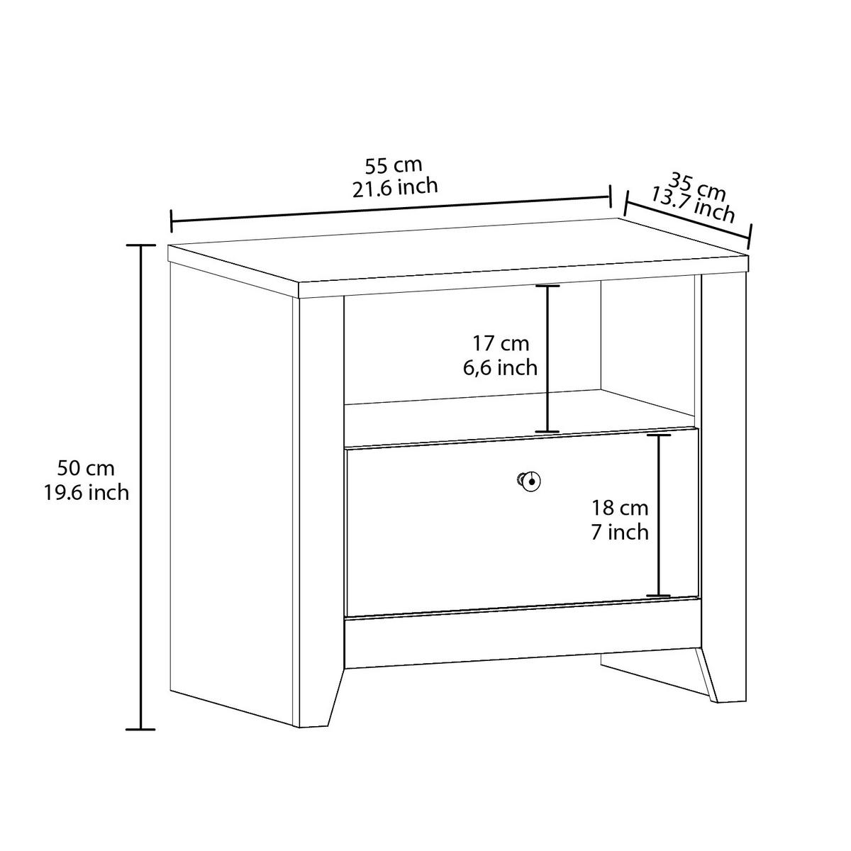 NACHTTISCH Bled Weiß B: 55cm - Weiß, Design, Holzwerkstoff (55/35/50cm) - Livetastic