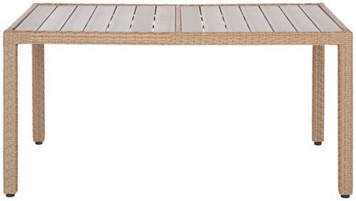 Gartengarnitur 7-tlg. Porto Rio Rattanoptik Mit Kissen - Hellbraun/Grau, MODERN, Kunststoff/Textil (60/150/88/75cm) - Luca Bessoni