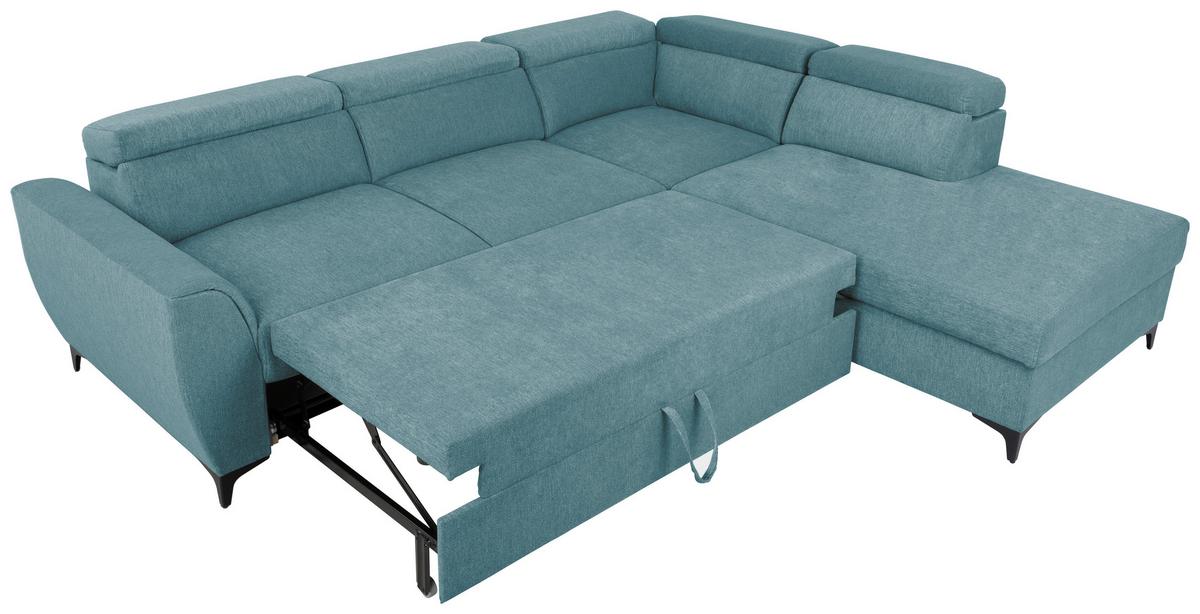 Ecksofa Mit Schlaffunktion & Bettkasten Lapis Petrol - Petrol/Schwarz, KONVENTIONELL, Textil (255/217cm) - MID.YOU