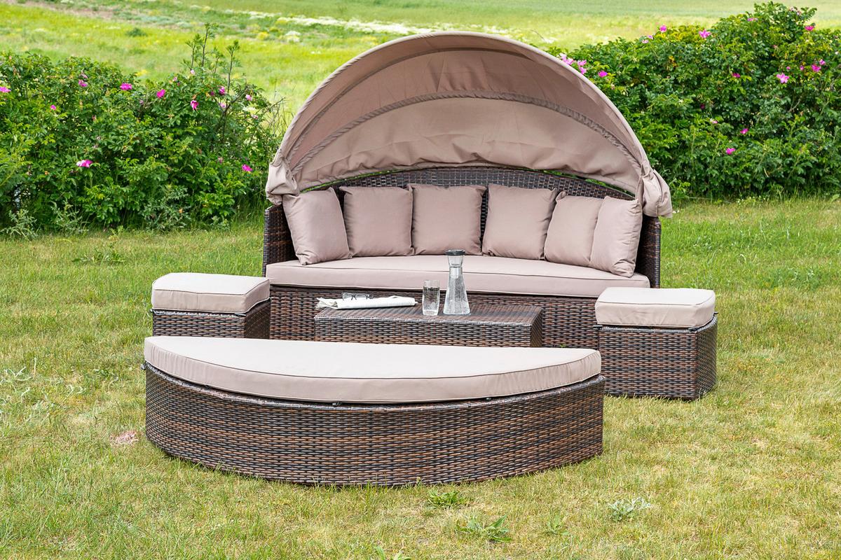 Gartenmuschel Riva Metall/ Kunststoff/Textil verstellbar - Taupe/Braun, KONVENTIONELL, Kunststoff/Textil (180/88/183cm) - Gardenson