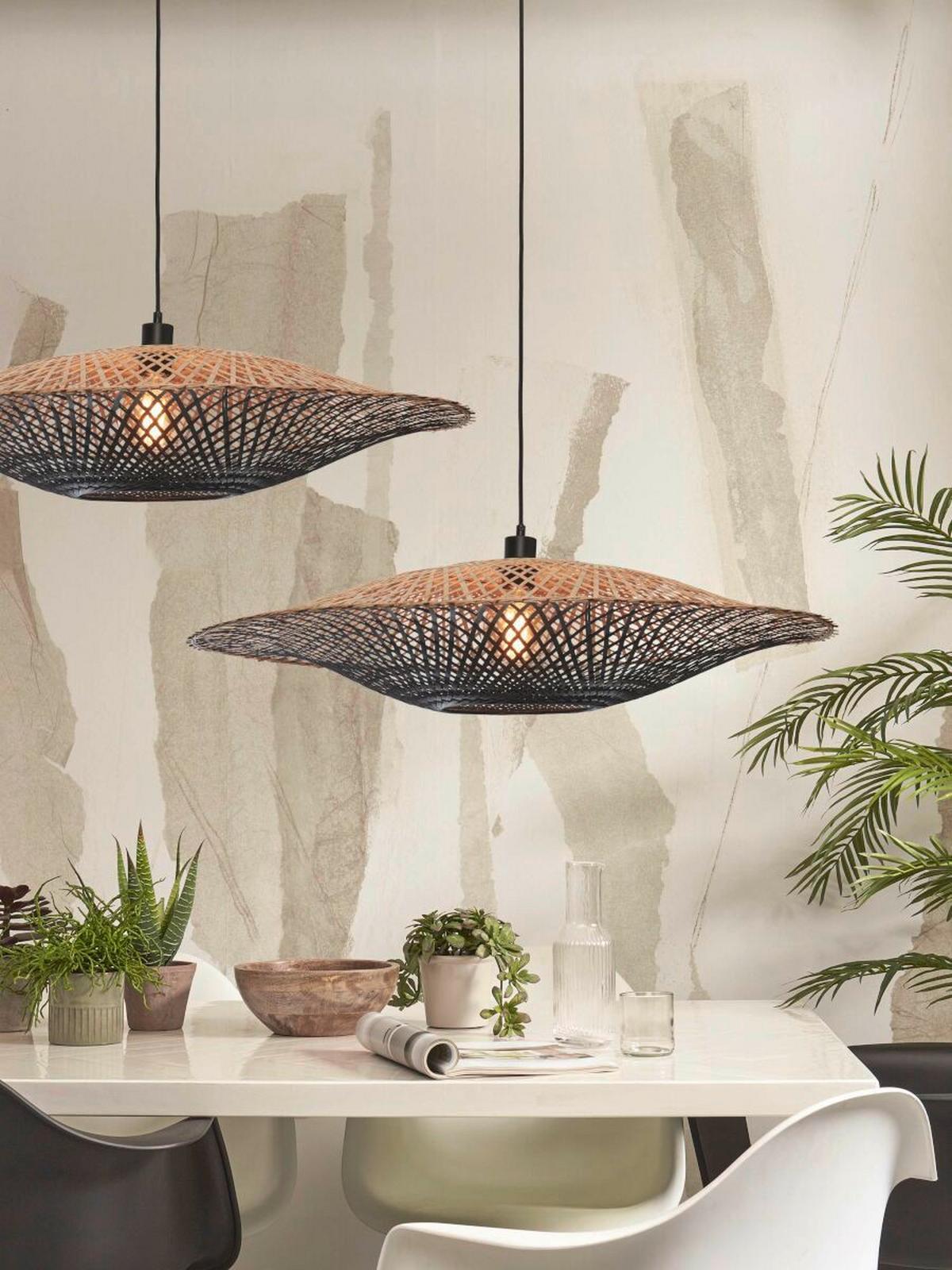 Hängeleuchte Kalimantan Naturfarben/Schwarz B: 87 cm - Schwarz/Naturfarben, Trend (87/87/20cm) - Good & Mojo