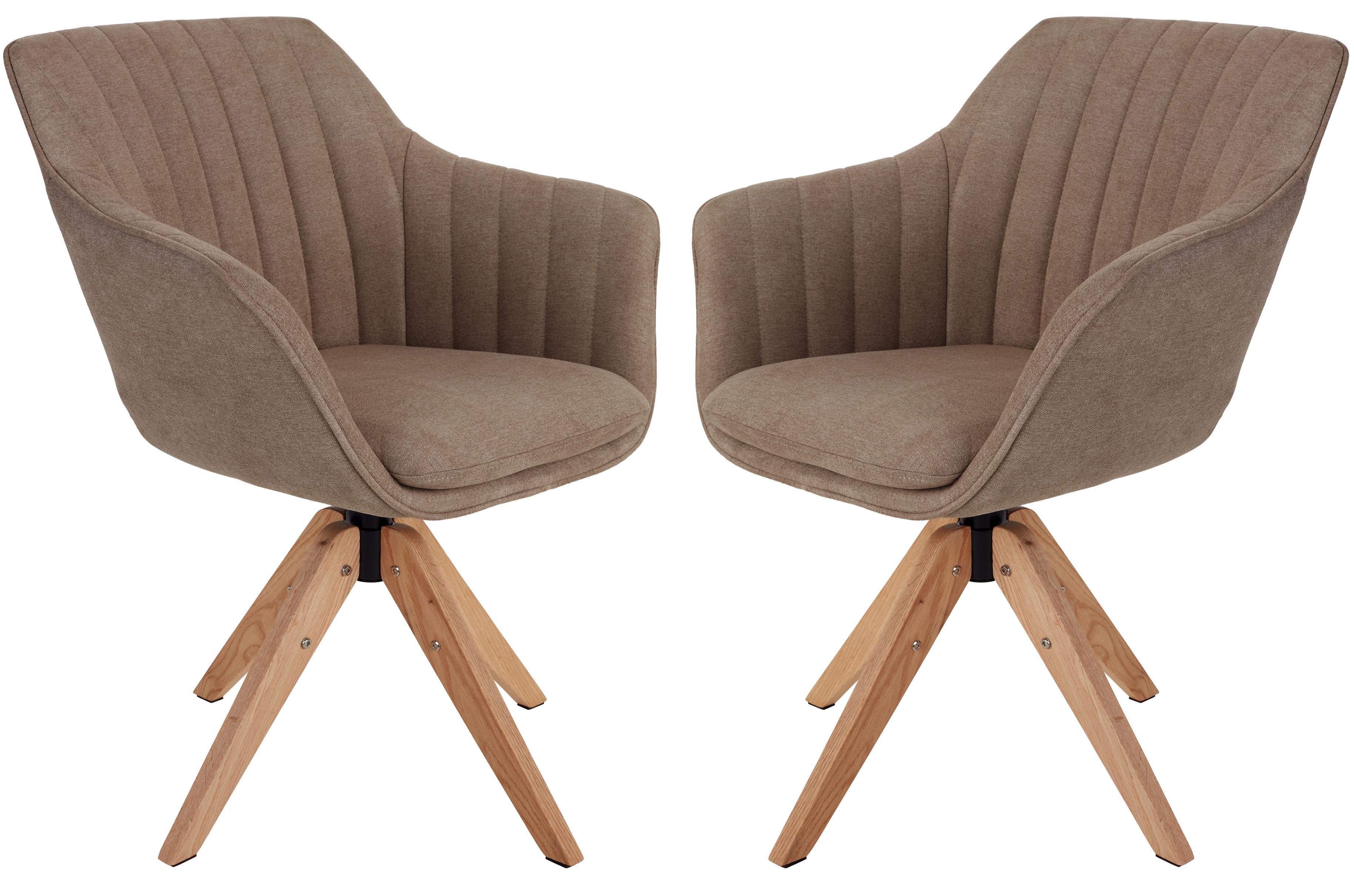 Drehstuhl Belluno Greige 2er Set - Greige/Eichefarben, MODERN, Holz/Textil (60/88/57,5cm) - Luca Bessoni