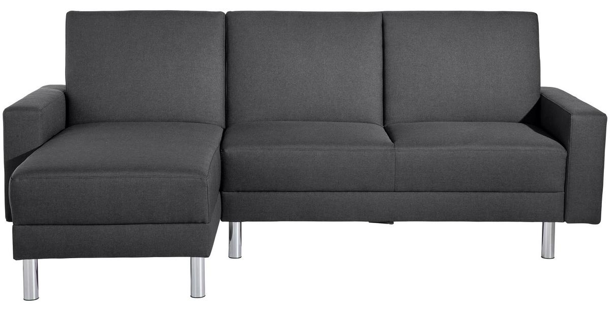 Ecksofa mit Schlaffunktion Just Fashion Graphitfarben - Chromfarben/Graphitfarben, KONVENTIONELL, Textil (152/230cm) - Max Winzer