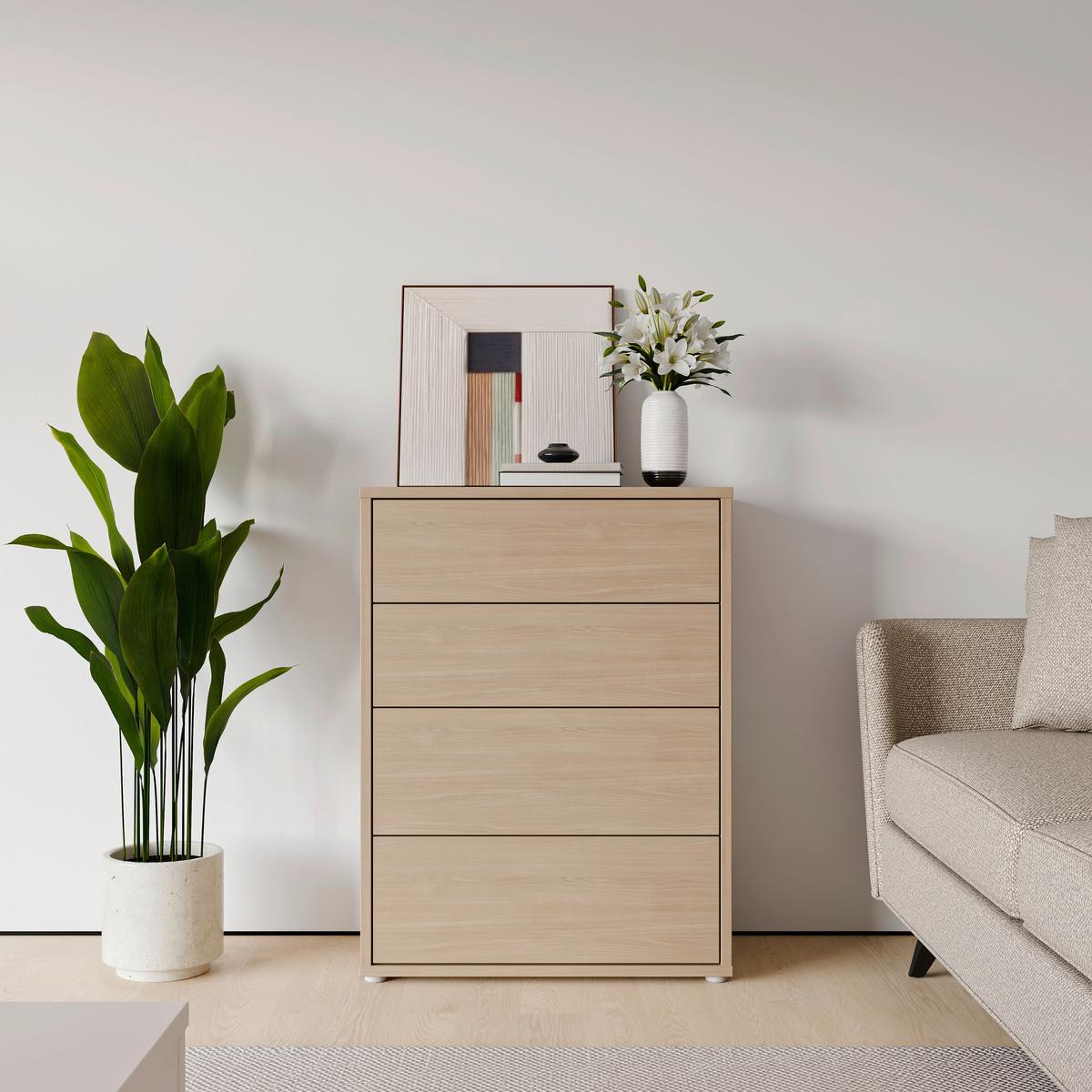 Komoda SPRINGS - barvy dubu, Moderní, kompozitní dřevo (74,5/99,1/34,9cm)