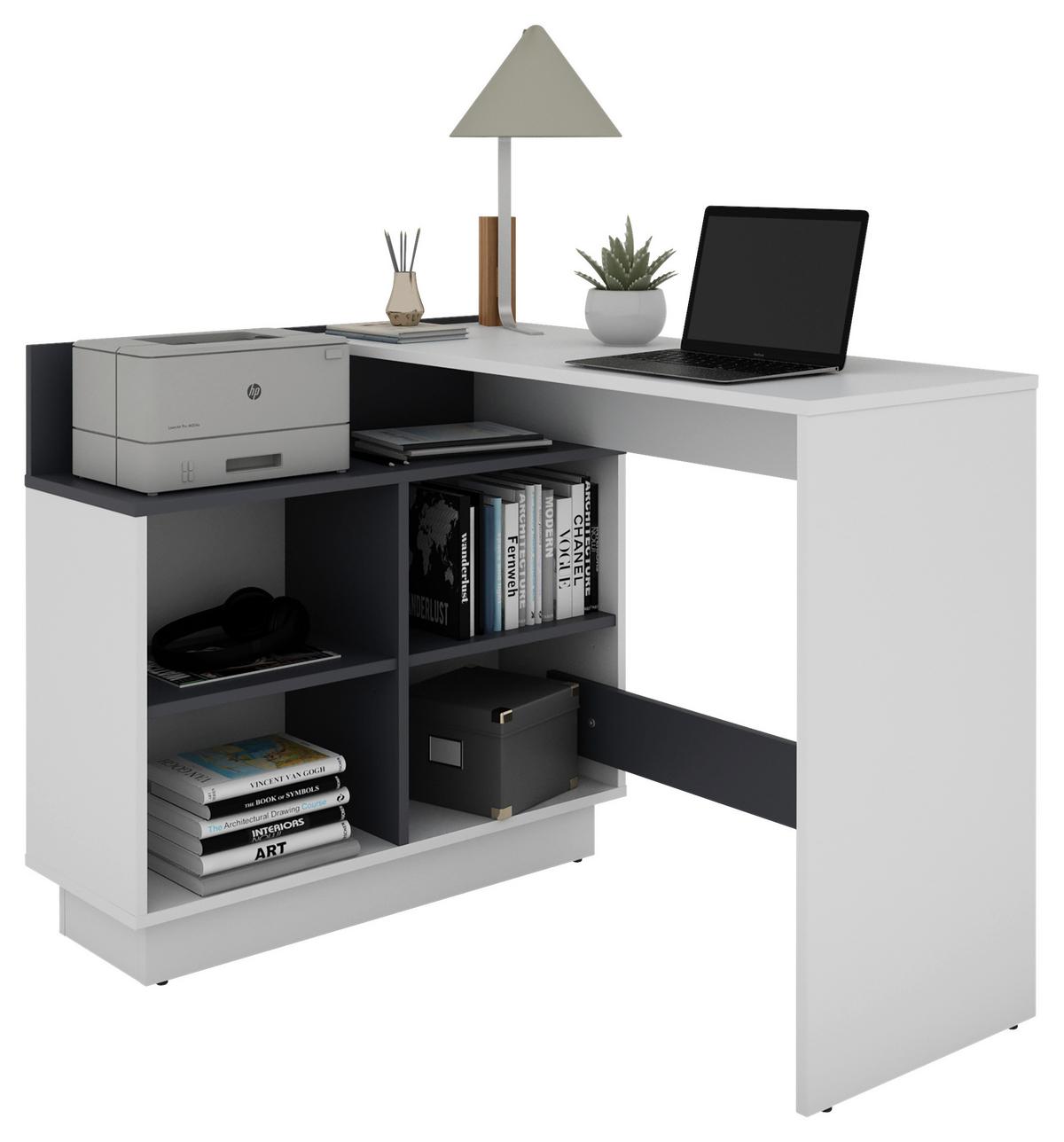 Eckschreibtisch Berni - Graphitfarben/Weiß, MODERN, Holzwerkstoff (102/80/77,5cm) - MID.YOU