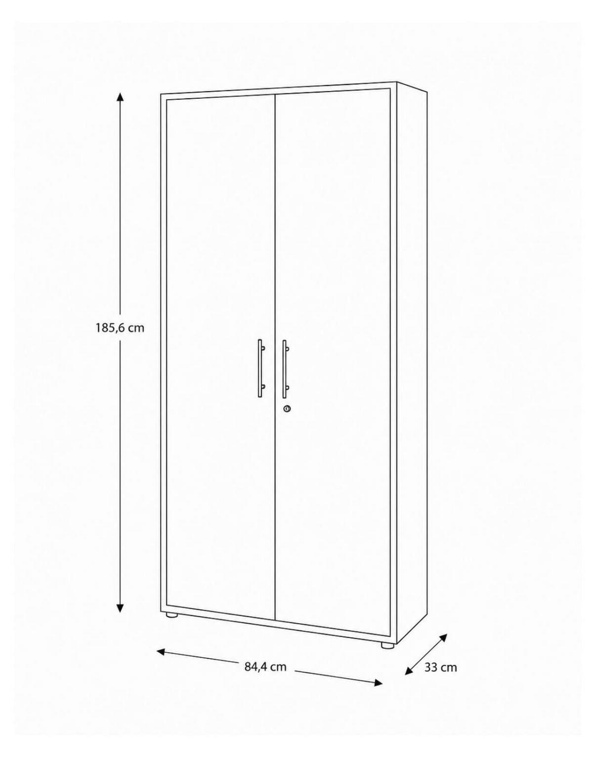 Aktenschrank Office Edition Weiß HG/Eiche Dekor B: 84,4cm - Weiß Hochglanz/Sonoma Eiche, MODERN, Holzwerkstoff (84,4/185,6/33cm) - MID.YOU