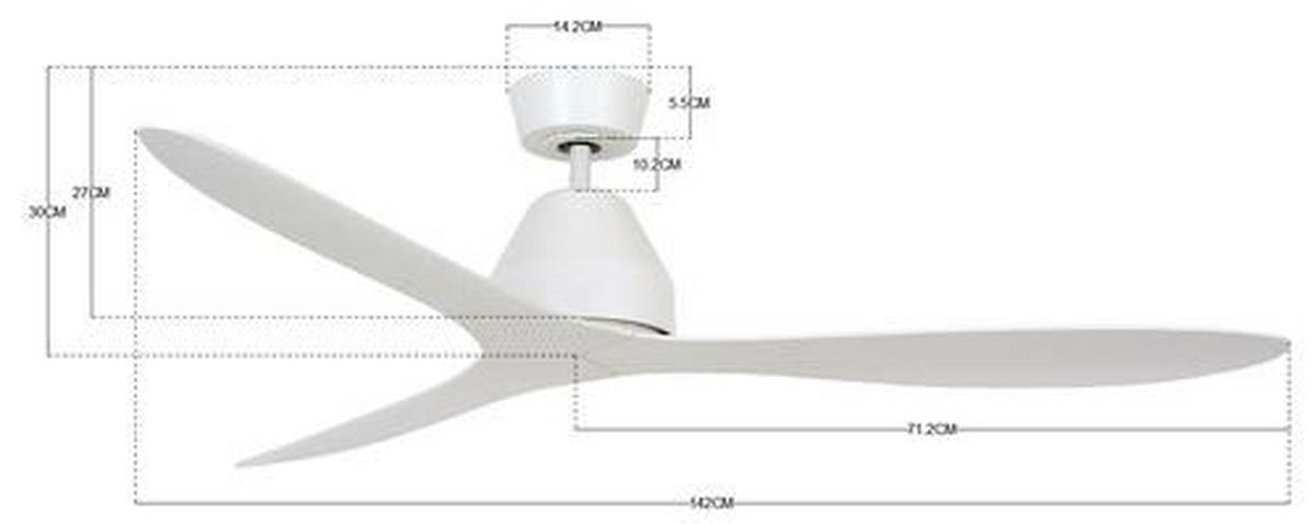 Deckenventilator Whitehaven Weiß 3-Flügel, Geräuscharm - Weiß, Basics, Kunststoff (142/27cm)