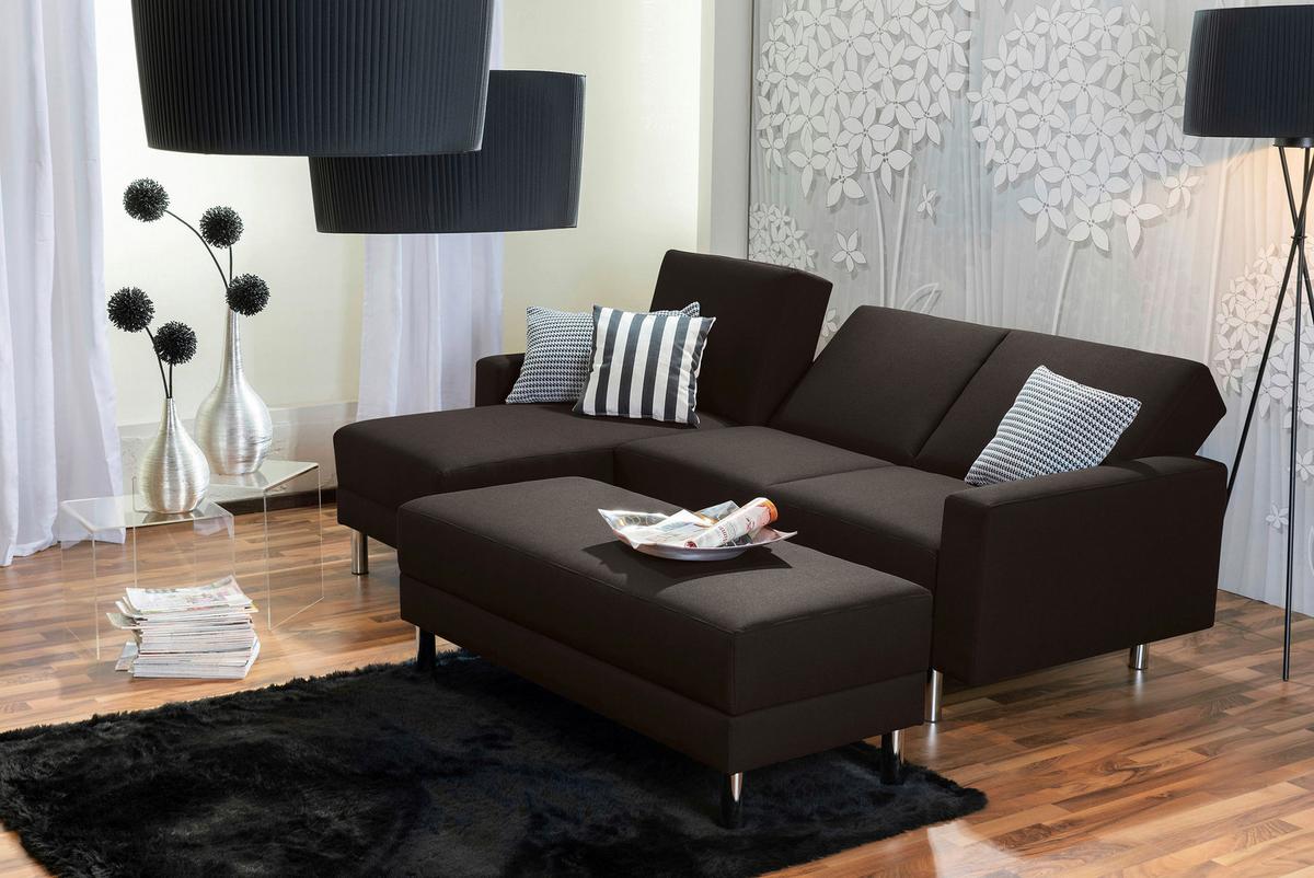 Ecksofa mit Schlaffunktion Just Fashion Dunkelbraun - Chromfarben/Dunkelbraun, KONVENTIONELL, Textil (152/230cm) - Max Winzer