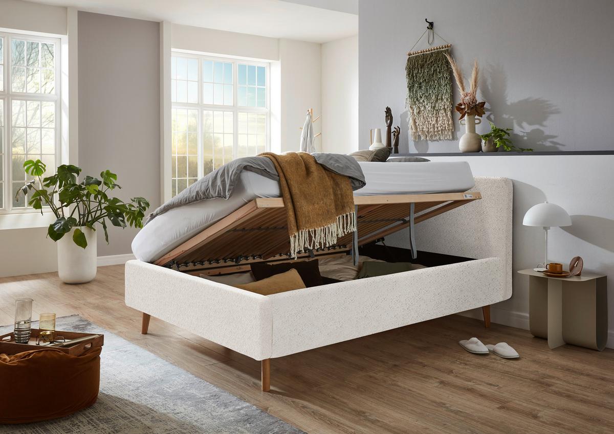 Polsterbett Mattis Abriamo Creme 140x200cm - Eichefarben/Birkefarben, Design, Holz/Textil (140/200cm) - MID.YOU