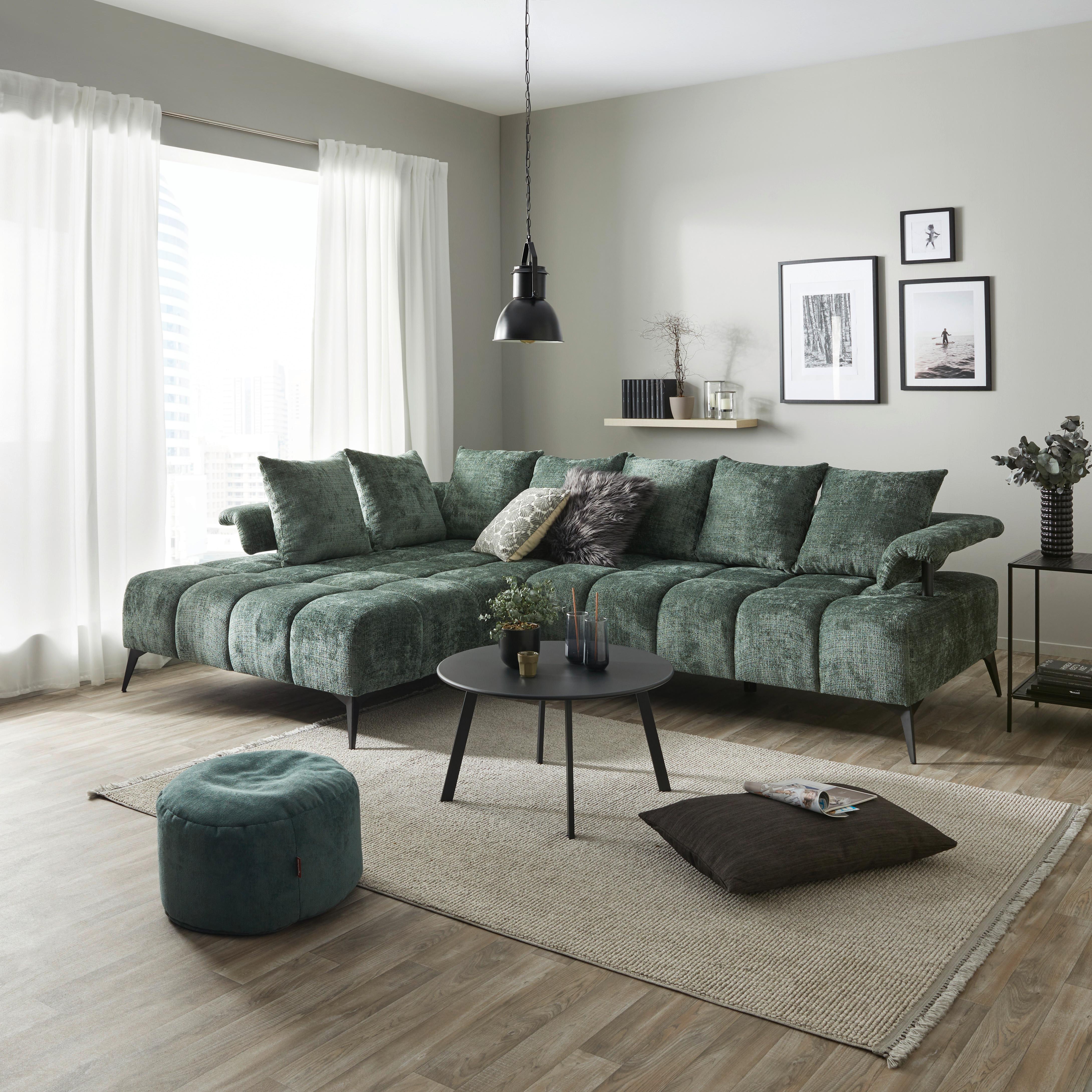 Ecksofa Vanessa New - Schwarz/Grün, MODERN, Textil (200/297cm)