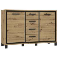 Kommode B 138,4 cm Trondheim, Eiche Dekor/Schwarz - Eichefarben/Schwarz, MODERN, Holzwerkstoff/Kunststoff (138,4/91,2/41,5cm) - MID.YOU