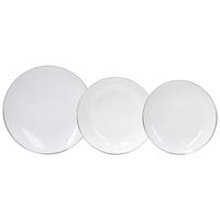 Tafelservice Fascetta Platino 6 Personen Geschirr Set - Platinfarben/Weiß, Design, Keramik - Tognana