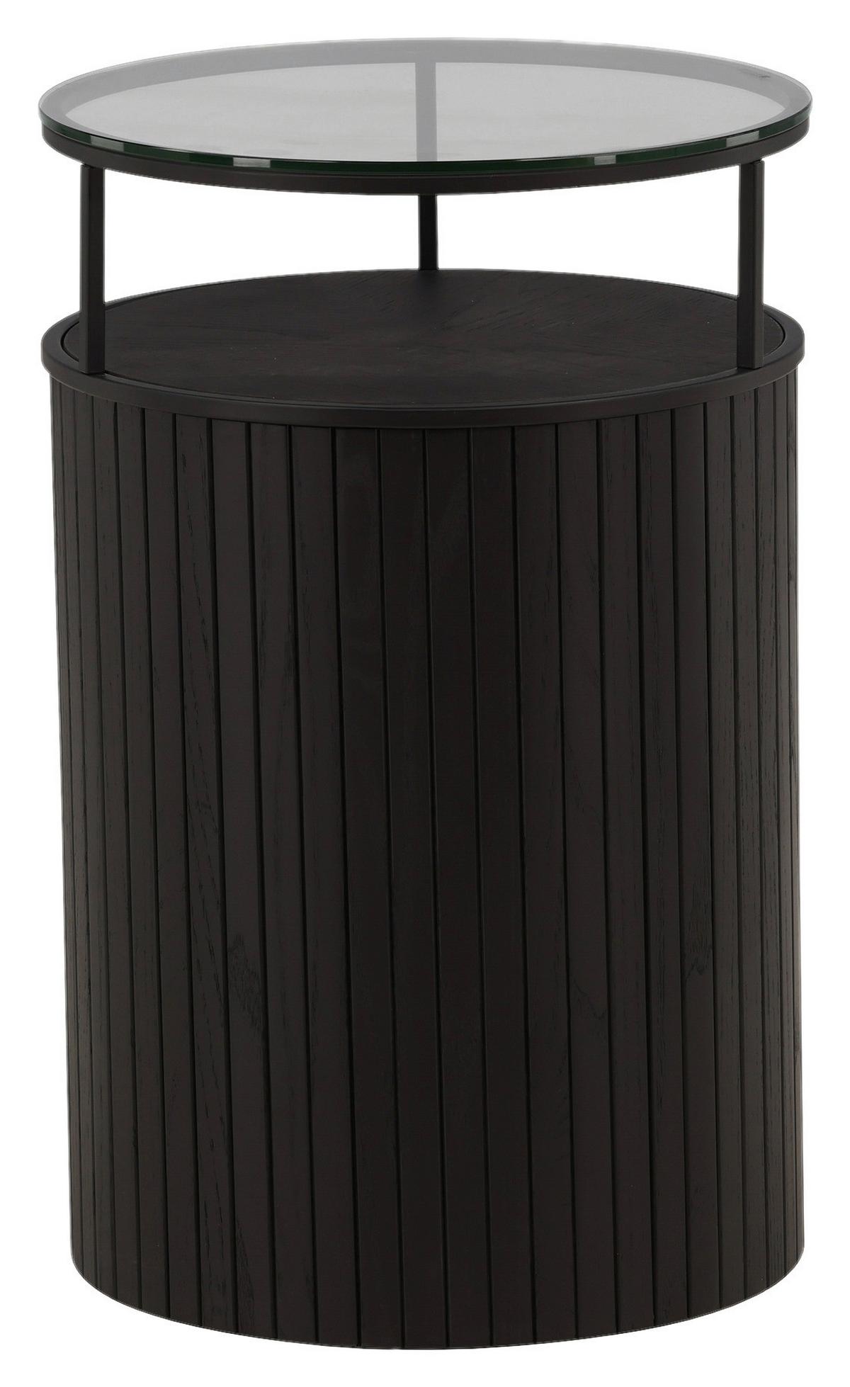 Beistelltisch Bovall - Schwarz, Design, Glas/Holz (37/37/58cm) - Livetastic