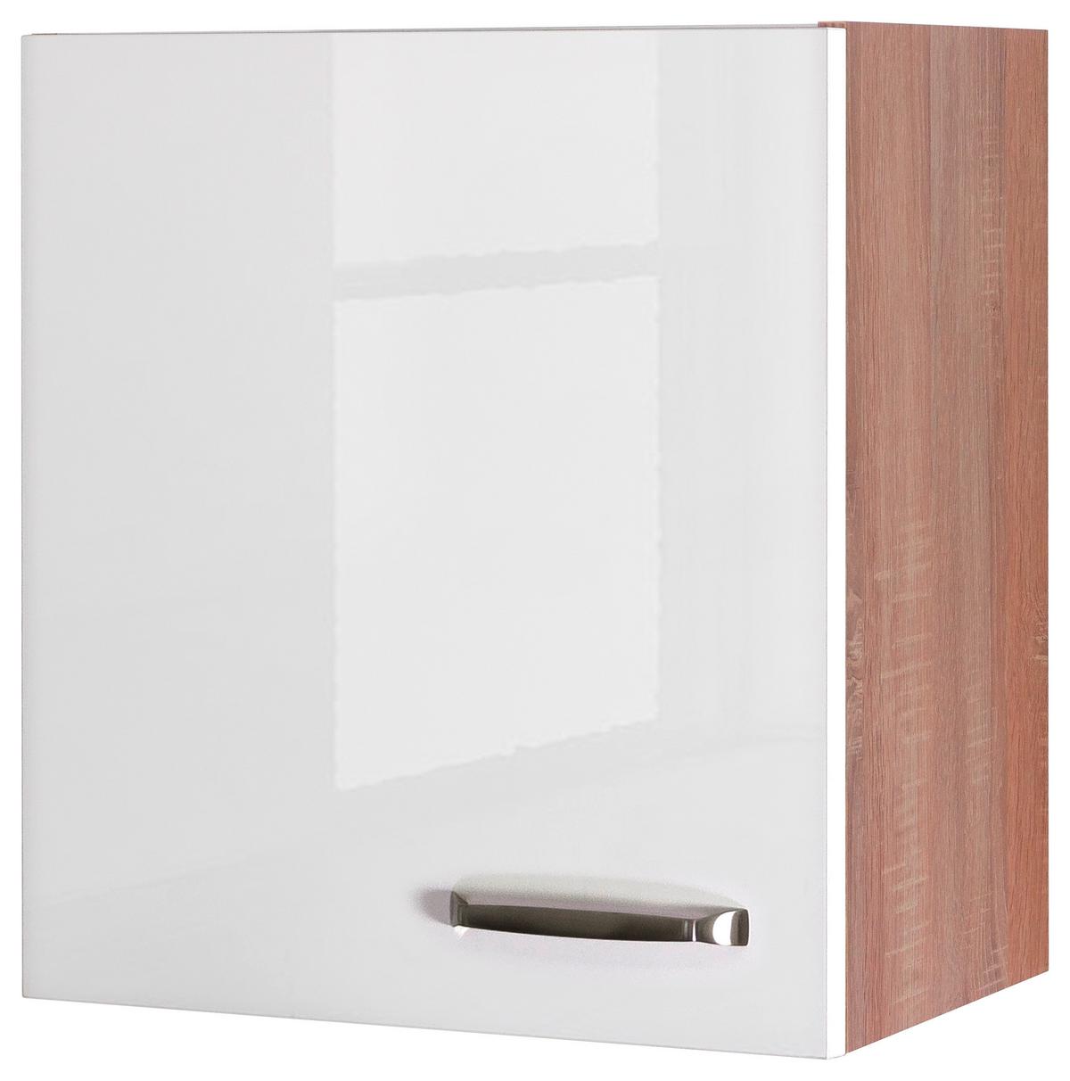 Kuchyňská horní skříňka VENEZIA - VALERO bílá - Sonoma dub/vysoce lesklá bílá, Moderní, kov/kompozitní dřevo (50/54,8/32cm) - FlexWell