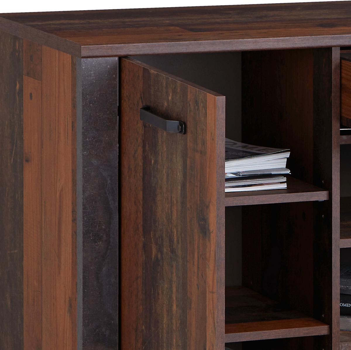 ŠIROKÁ KOMODA ONTARIO - šedá/barvy dubu, Moderní, kompozitní dřevo/plast (162/86/41,5cm) - Ondega