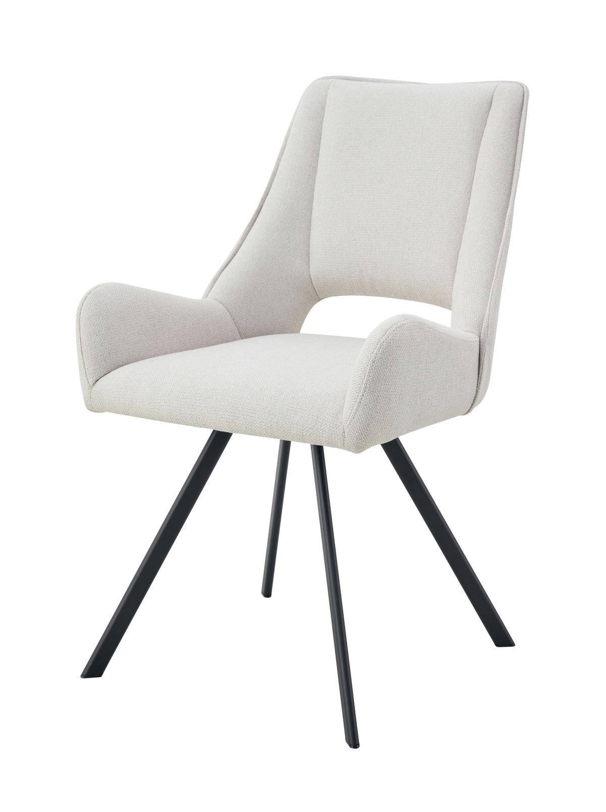 Stuhl-Set Helen Creme B: 56 cm - Creme/Schwarz, MODERN, Textil/Metall (56/91/63cm) - MID.YOU