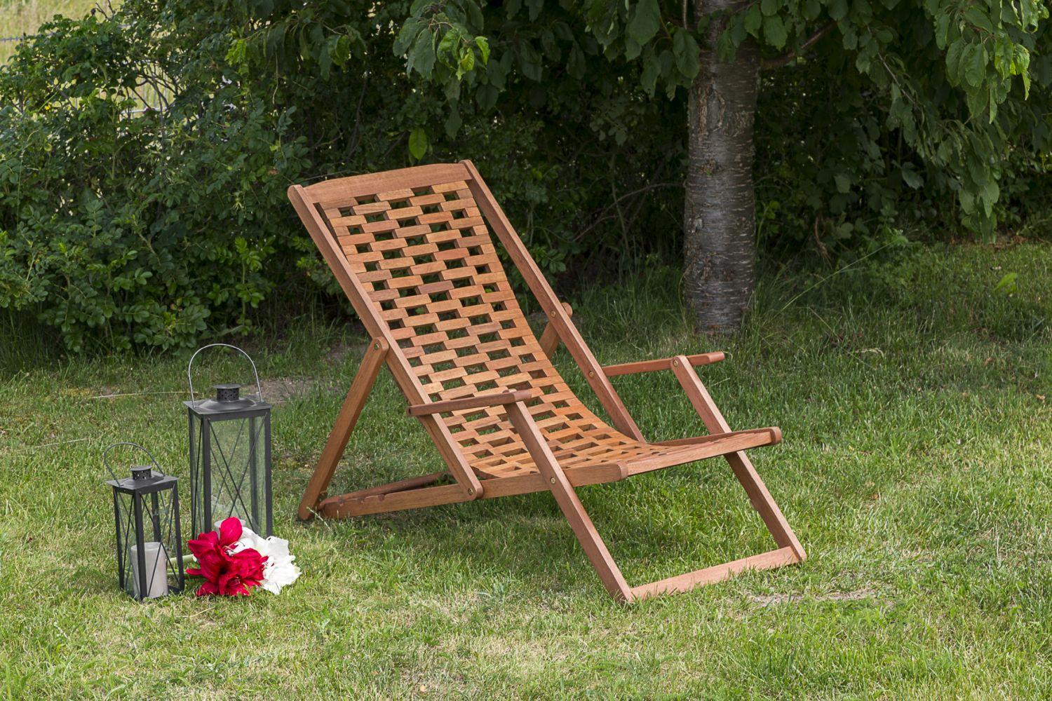 Strandsessel Klappbar Aurora Eukalyptusholz - Naturfarben, ROMANTIK / LANDHAUS, Holz (64/102/113cm) - Gardenson