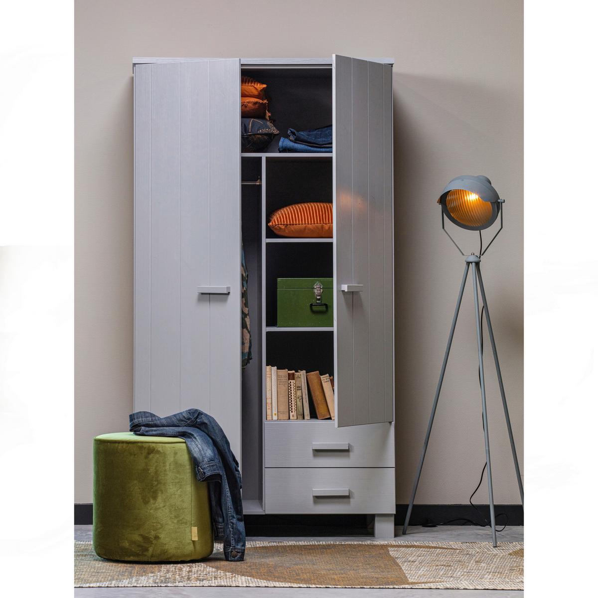 Garderobenschrank Dennis Grau B: 111 Cm - Grau, Design, Holz (111/202/55cm) - Livetastic