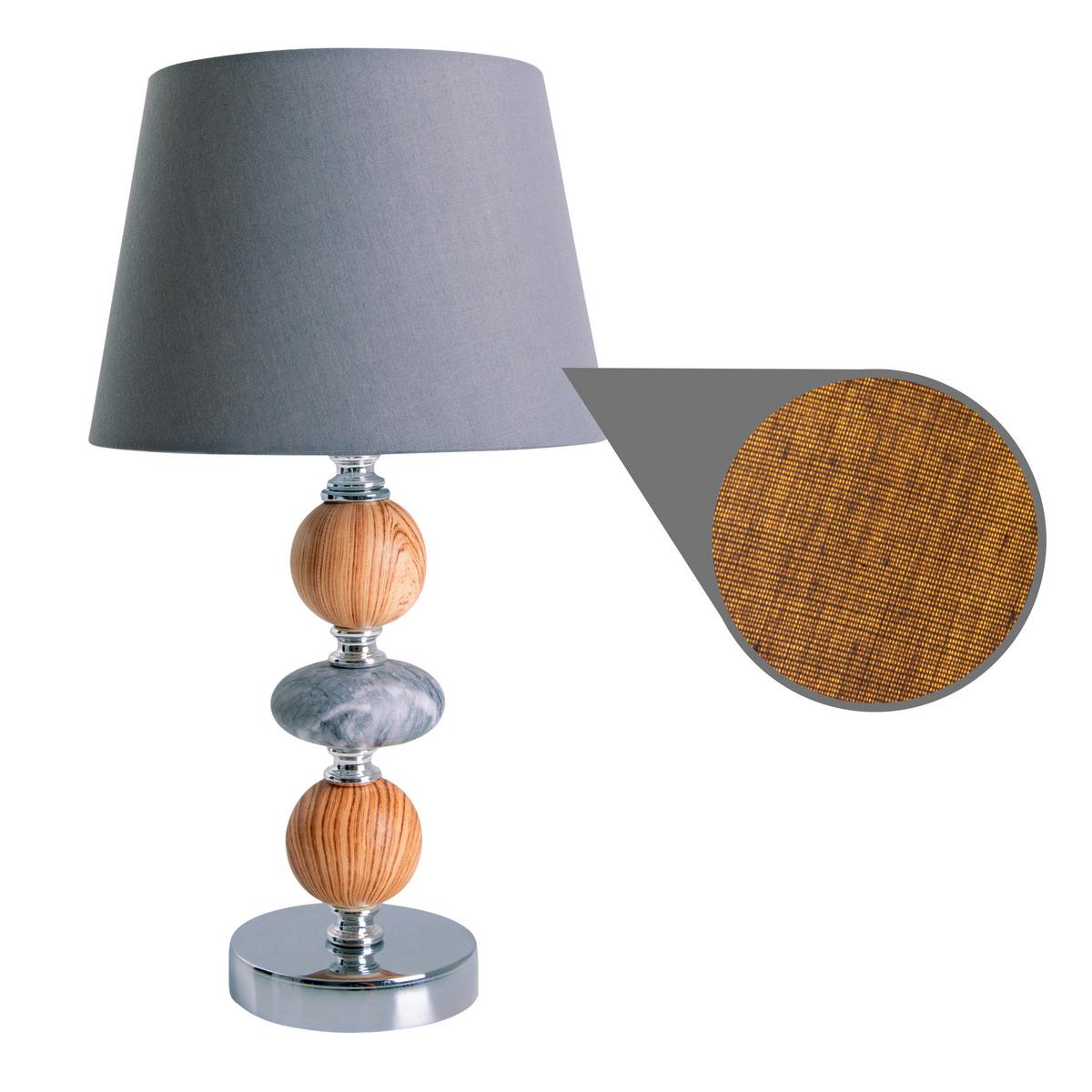 Tischlampe Braun/Grau/ Chromfarben mit Kippschlater - Chromfarben/Braun, Design, Keramik/Textil (20/36cm) - Näve