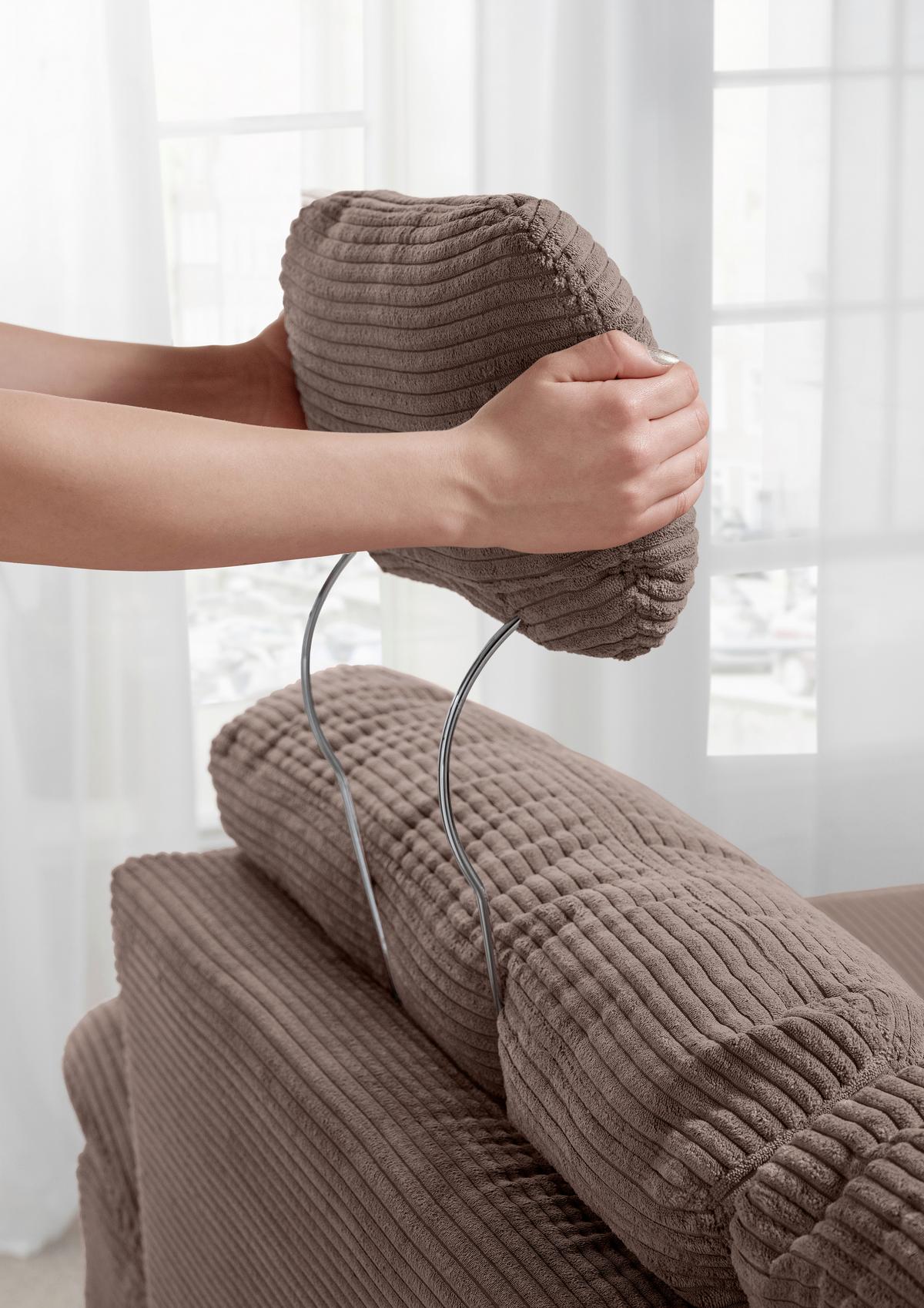 Wohnlandschaft Brizzini mit Schlaffunktion, Graubraun - Graubraun/Naturfarben, MODERN, Textil (176/338-352/206cm) - Livetastic