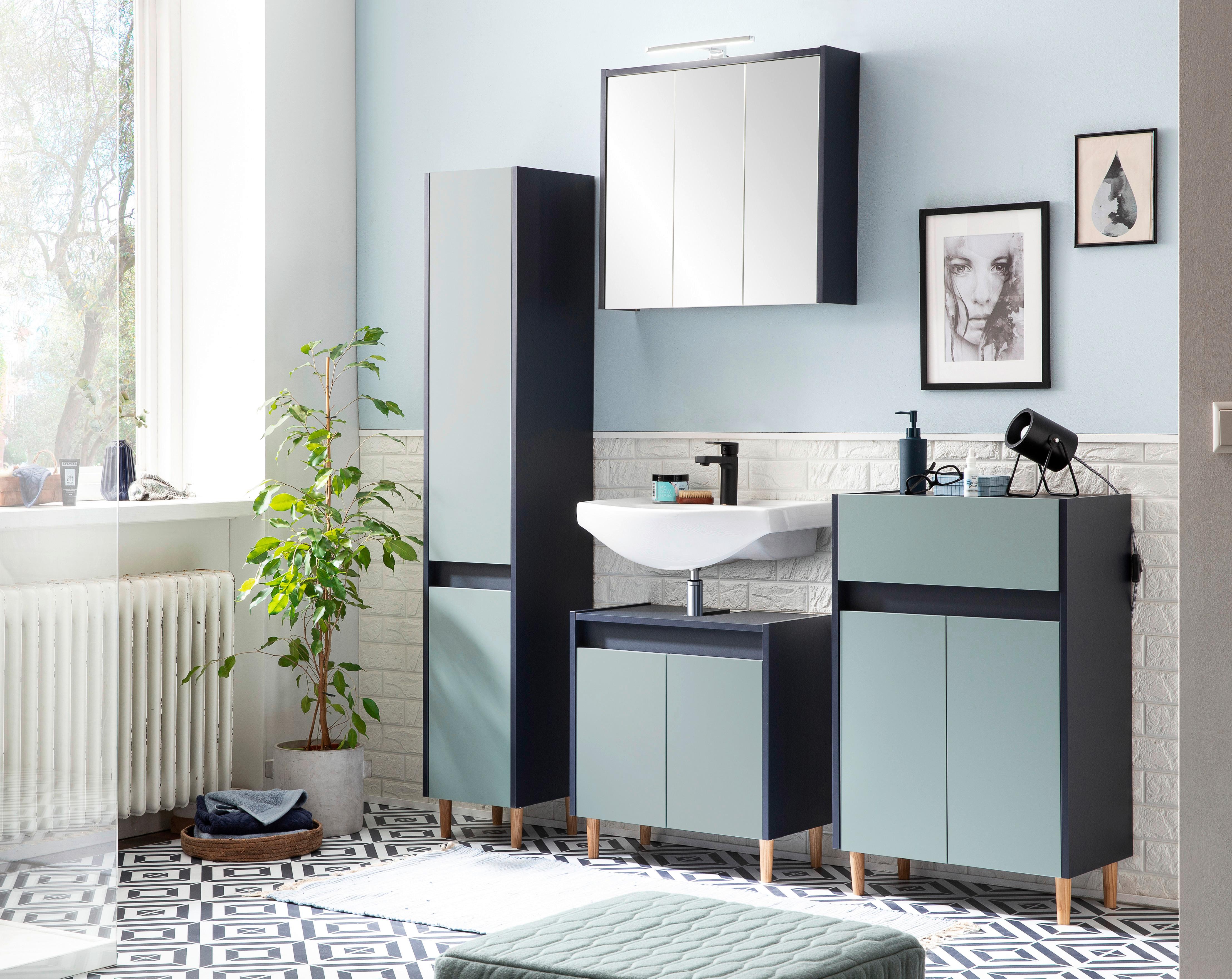 Unterschrank Lovis U 570 - Eschefarben/Dunkelblau, MODERN, Holzwerkstoff (56,9/90,3/33,0cm) - MID.YOU