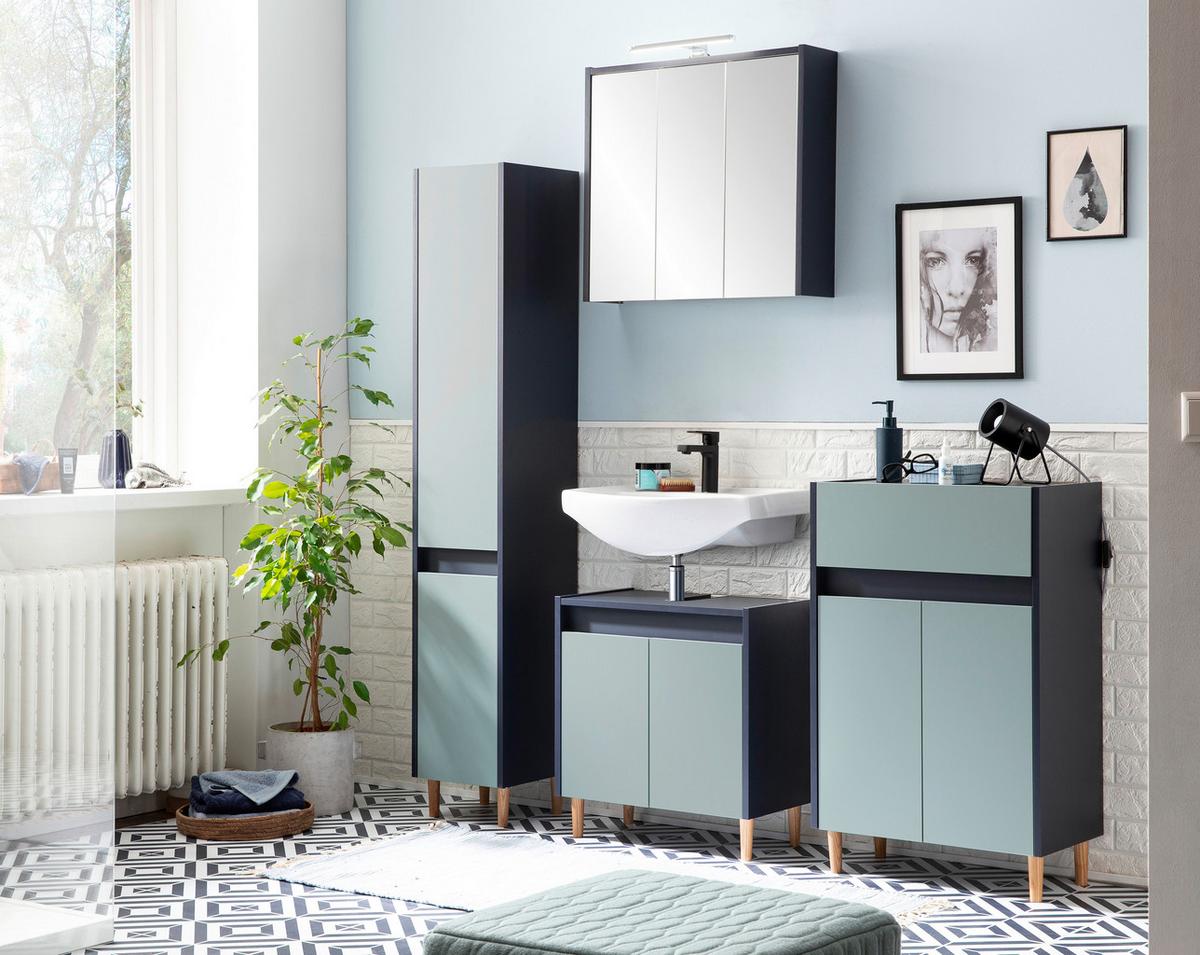 Unterschrank Lovis U 570 - Eschefarben/Dunkelblau, MODERN, Holzwerkstoff (56,9/90,3/33,0cm) - MID.YOU