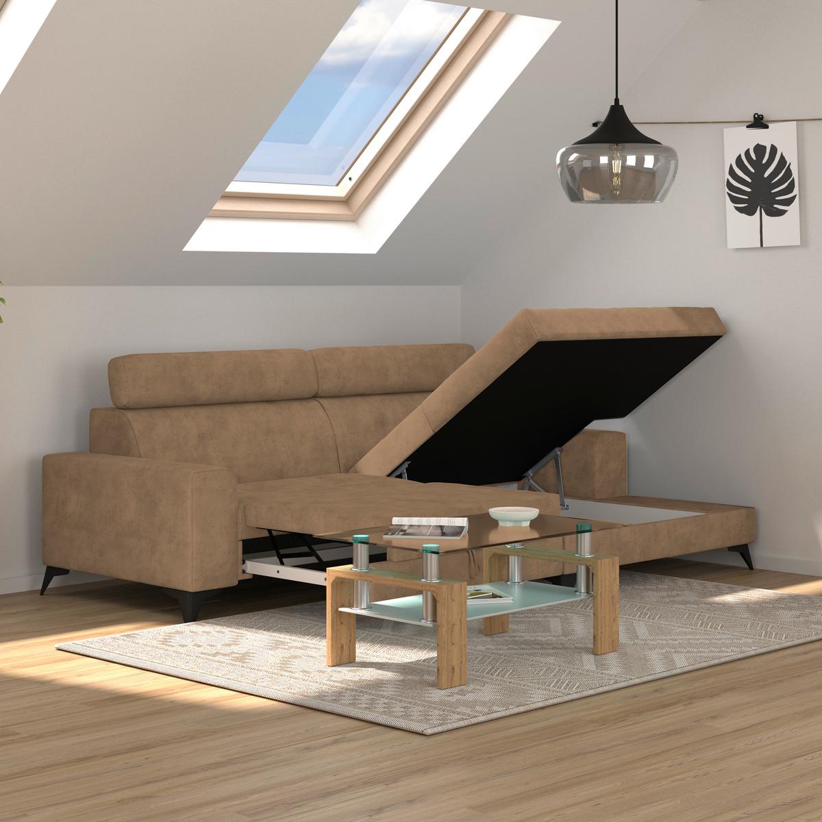 Wohnlandschaft Florida - Beige/Schwarz, MODERN, Holz/Holzwerkstoff (275/175cm)