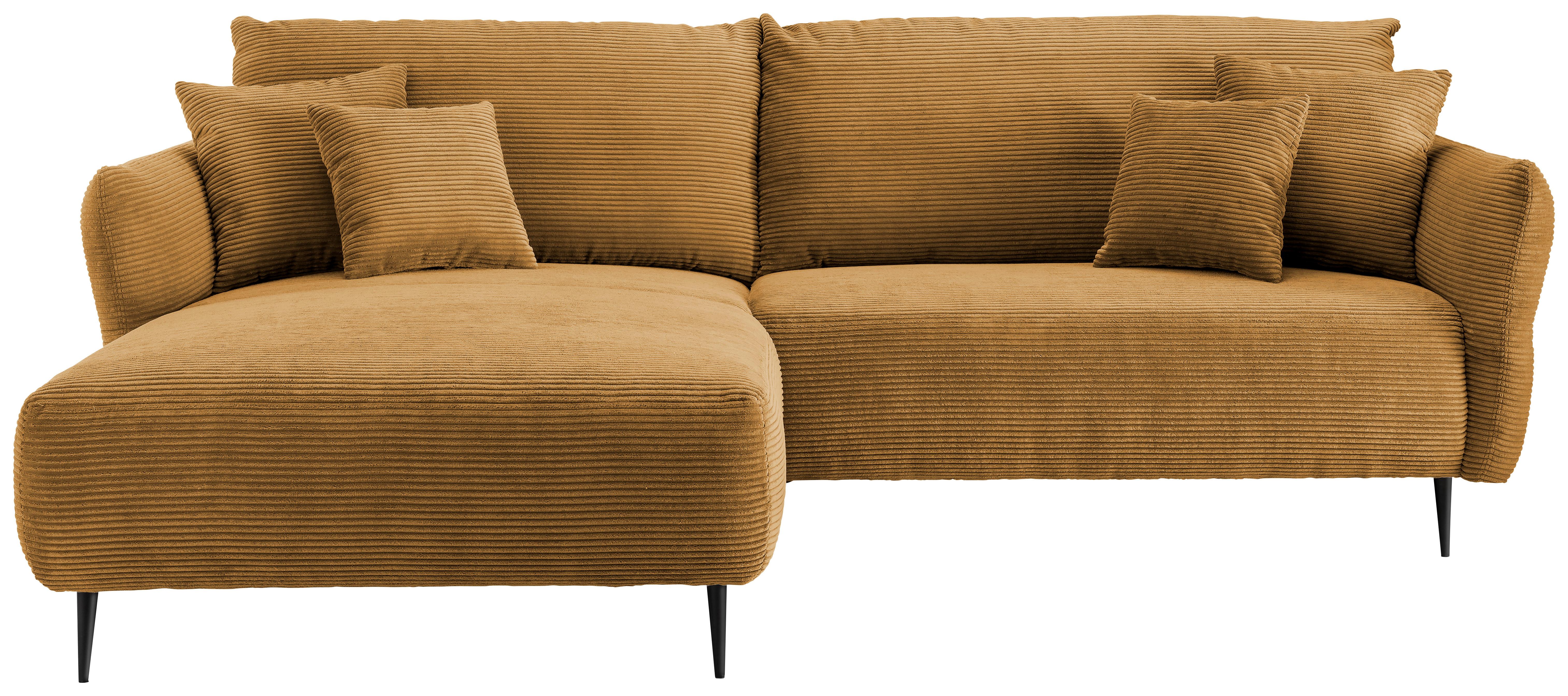 Ecksofa Vanilla Goldfarben S: 178/264-302 cm - Goldfarben/Schwarz, Design, Textil (178/264-302cm) - Livetastic