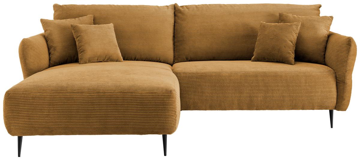Ecksofa Vanilla Goldfarben S: 178/264-302 Cm - Goldfarben/Schwarz, Design, Textil (178/264-302cm) - Livetastic