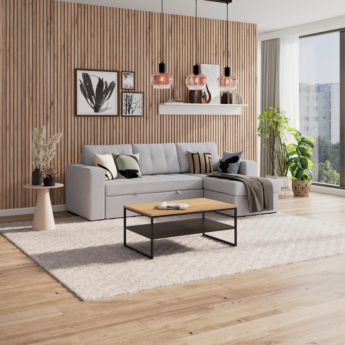 Ecksofa Turin Silberfarben, 239x160cm - Silberfarben, Trend, Holz/Textil (239/160cm)