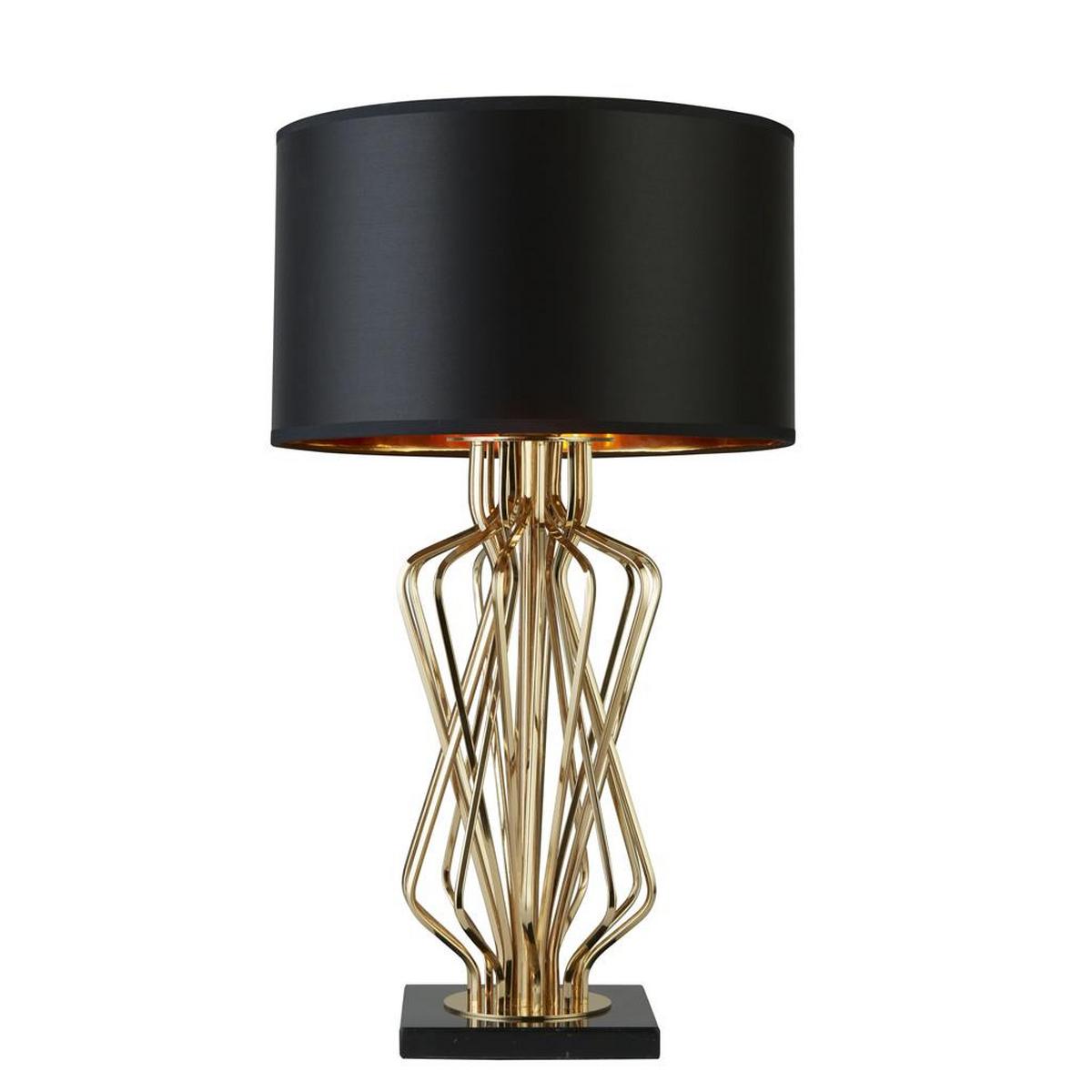 Tischleuchte Ethan Eu4110go - Goldfarben/Schwarz, Design, Textil/Stein (42/71,5cm)