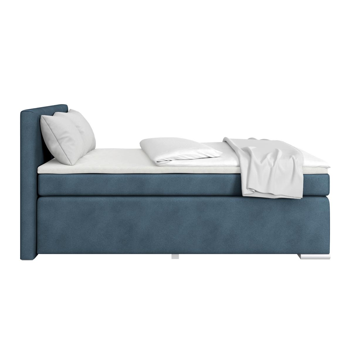 Boxspringbett Mira Boucle Dunkelblau,lf:140x200cm - Perlmutt/Dunkelblau, KONVENTIONELL, Holz/Textil (140/200cm)