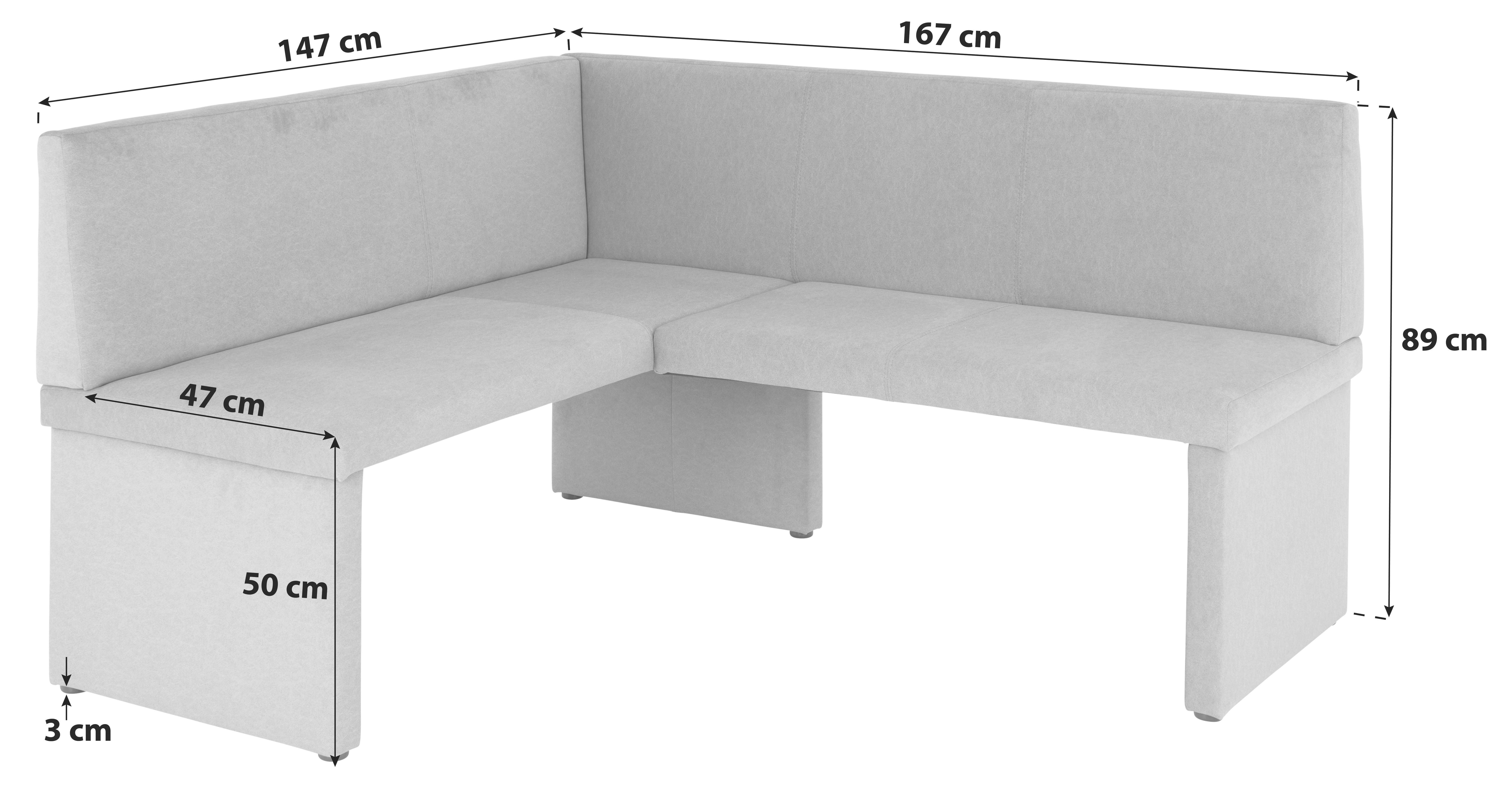 Eckbank Campel - Schwarz/Grau, KONVENTIONELL, Textil (147/167cm)