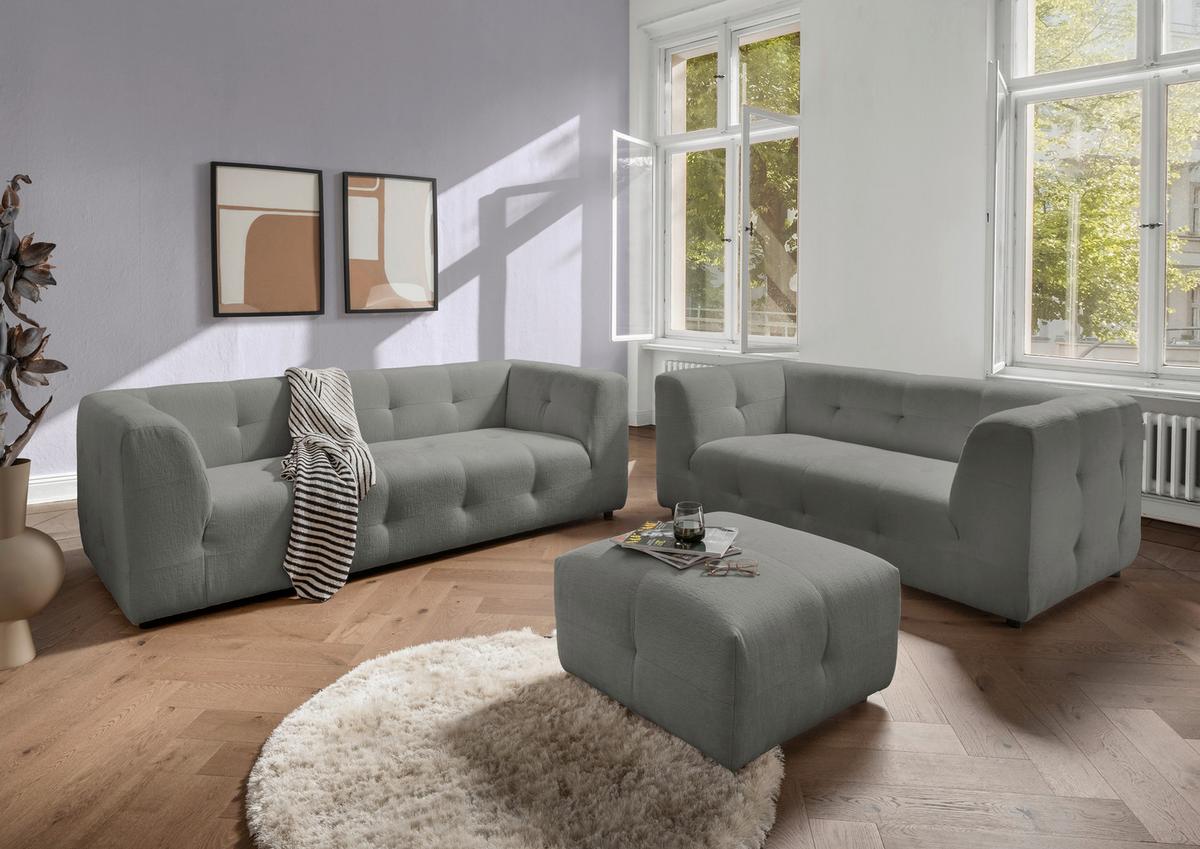 2-Sitzer-Sofa Velice, Graubraun B: 184 cm - Graubraun/Schwarz, Design, Textil (184/72/95cm) - Livetastic