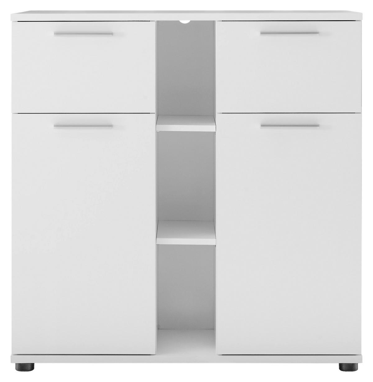 Wickelkommode Bibo B: 89 cm Weiß 2 Türen 2 Schubladen - Weiß, KONVENTIONELL, Holzwerkstoff (89/101/78cm) - MID.YOU