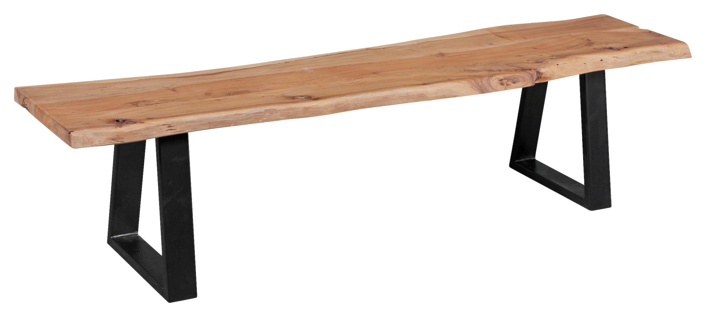 Lavice z masivního dřeva Gaya š: ca. 180cm - černá/barvy akácie, Design, kov/dřevo (180/45/40cm) - MID.YOU