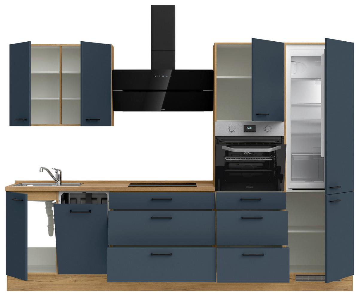 Küchenleerblock Easytouch High-Line, H4 Rechts - Blau/Eichefarben, MODERN, Holzwerkstoff (300cm) - Nobilia