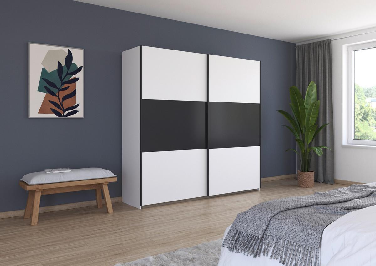 Schwebetürenschrank Neo Grau Weiß B: 218 cm - Weiß/Grau, MODERN, Holzwerkstoff (218/210/59cm) - Rauch Möbel