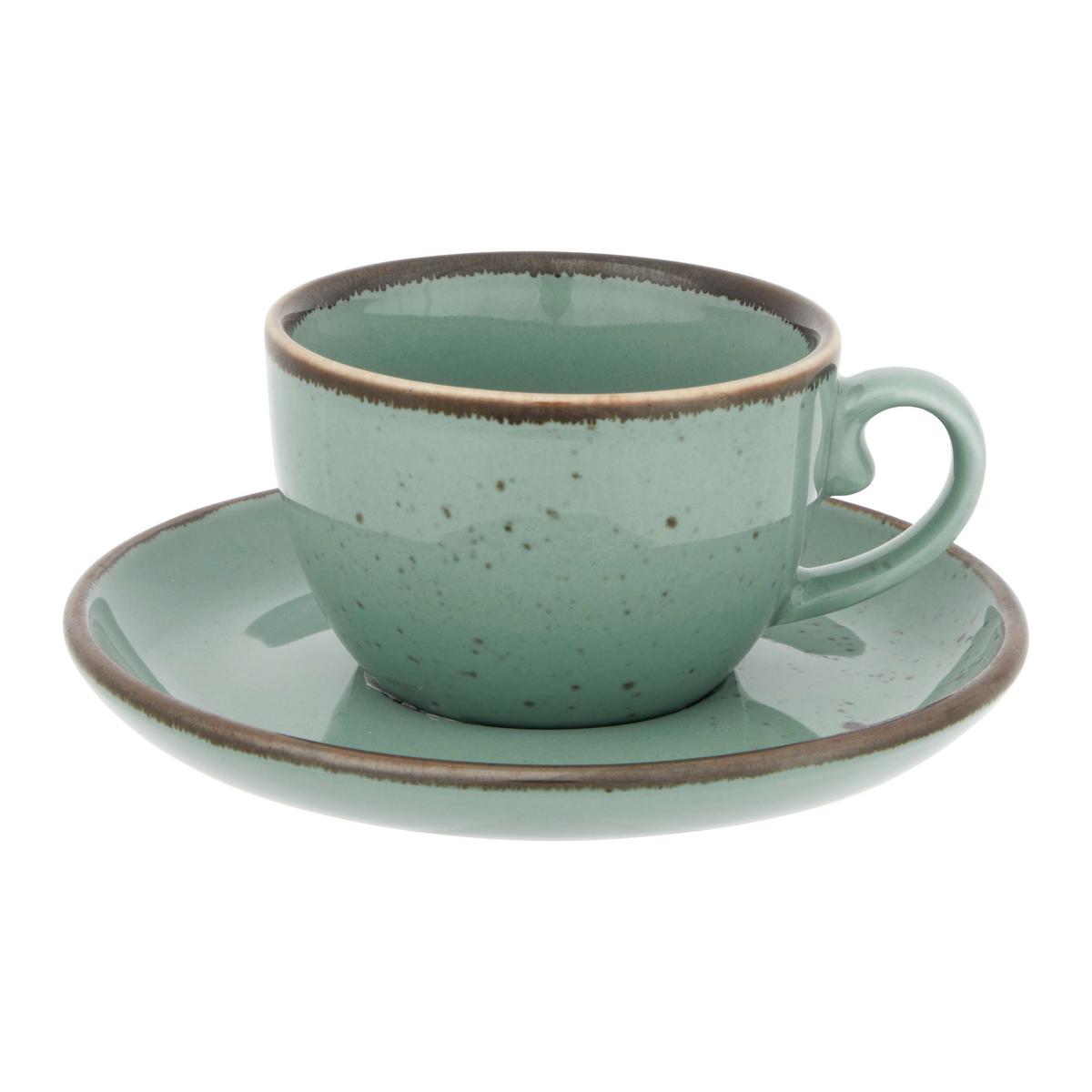 šálka na espresso s tanierikom CAPRI - zelená, Modern, keramika - Mömax