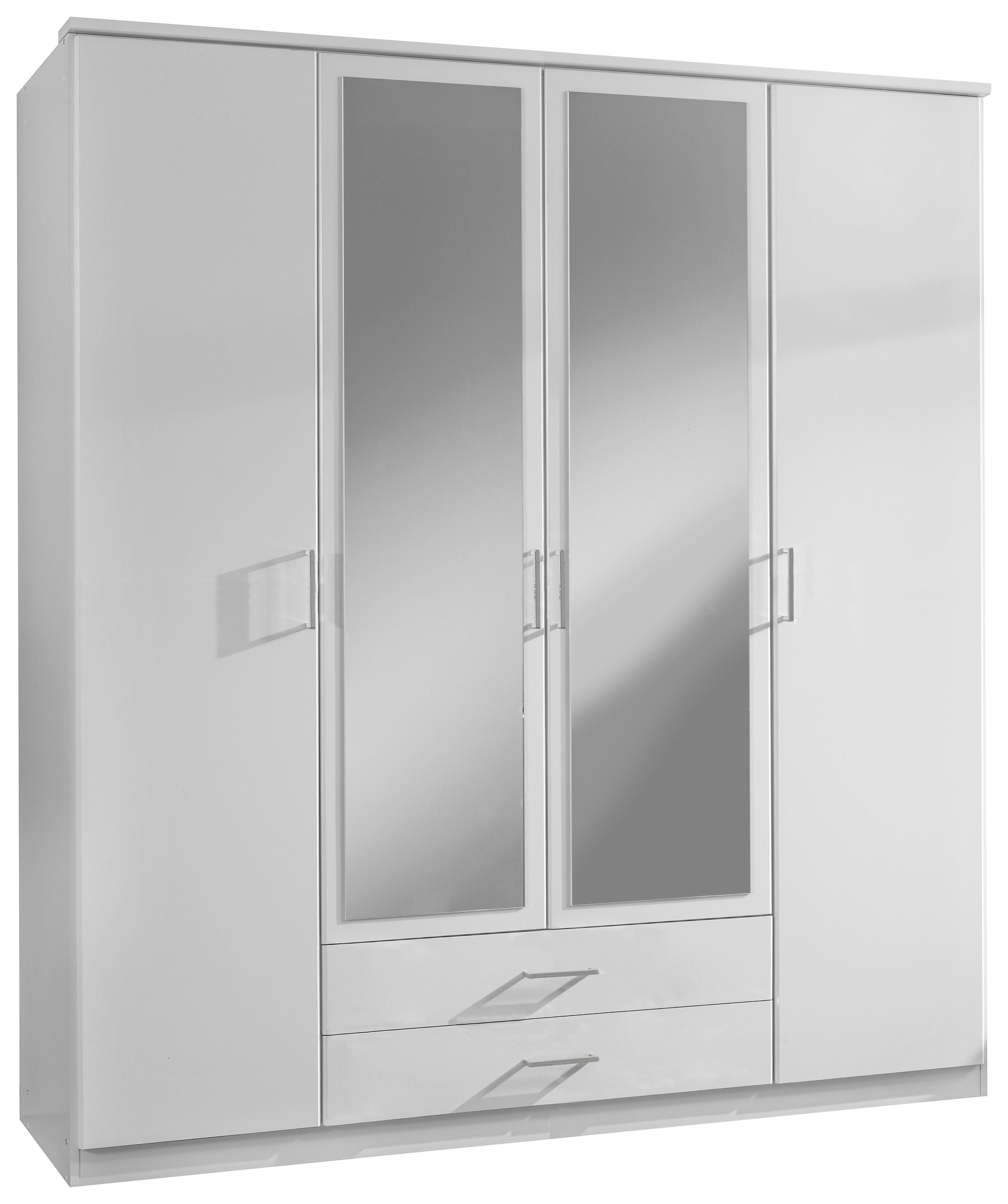 Drehtürenschrank Osaka B: ca. 180 cm - Weiß, KONVENTIONELL, Glas/Holzwerkstoff (180/199/58cm) - Xora